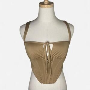Brown corset style tank top by tic toc